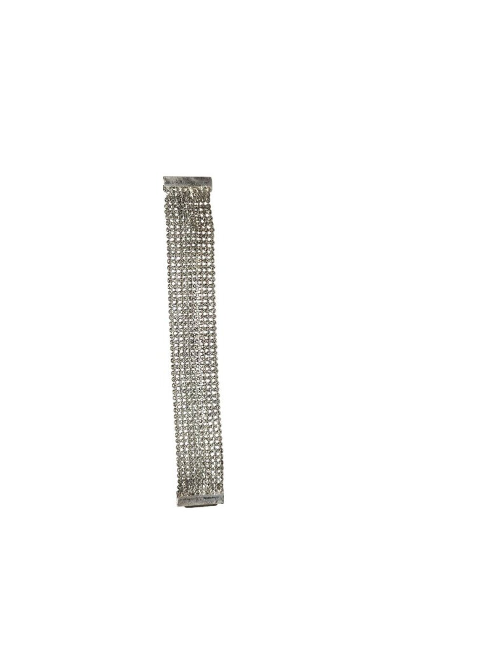 Vintage Silver Tone Mesh Bracelet Wide Statement Cuff Disco Mod Retro